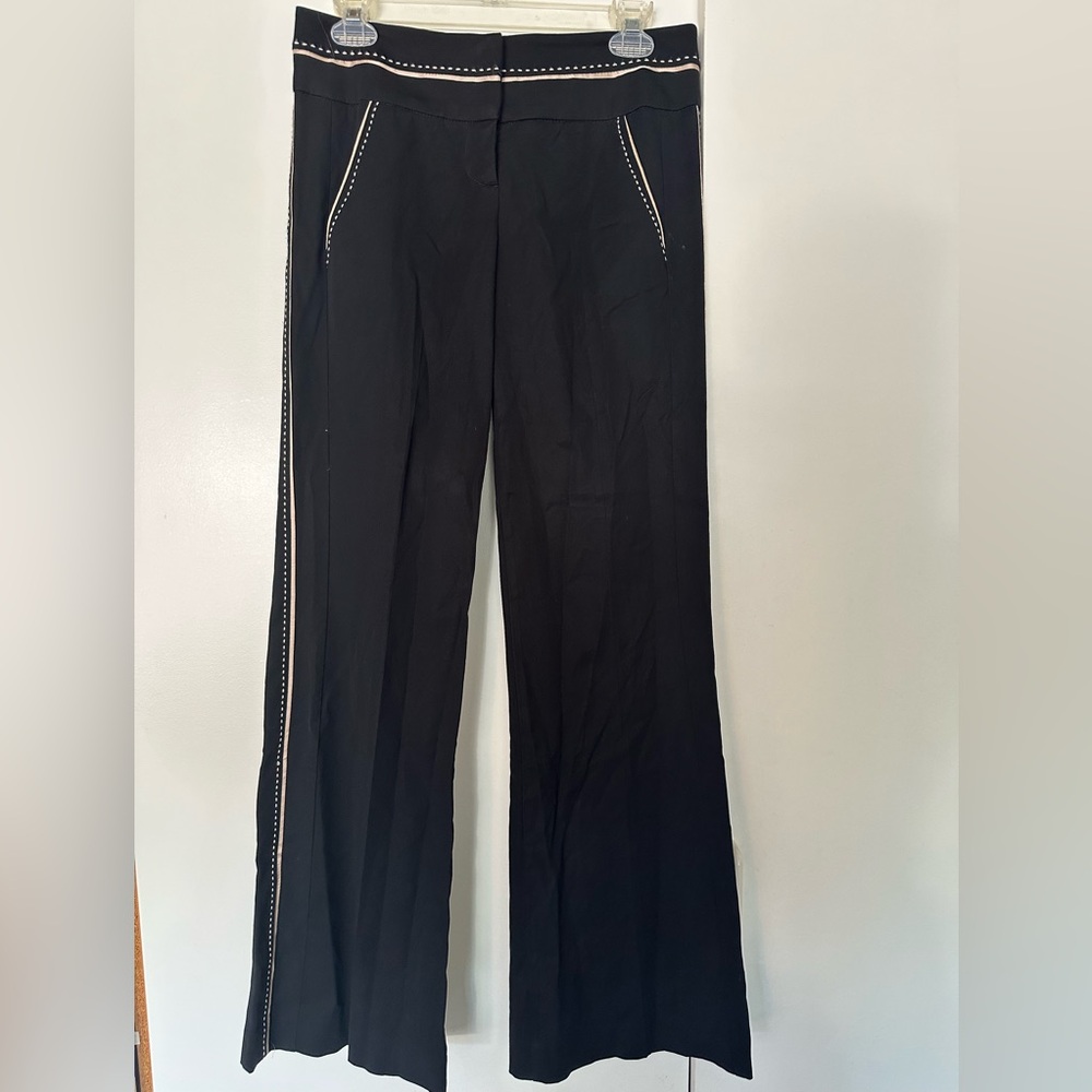 Vintage Bebe Black Wide Leg Pants with White Accents Size 4